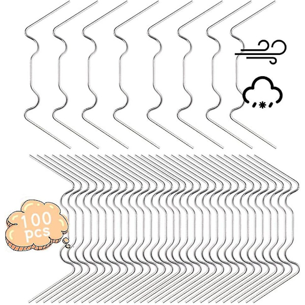 100 pakke rustfrit stål drivhusglasklemmer, metalfjederfastgørelsesclips med W-wire, 1,6 mm tykkelse hule pladeklemmer Drivhustilbehør