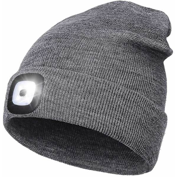 Beanie med LED-lampe USB - Grå