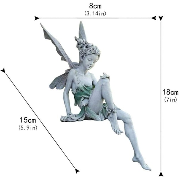 Siddende Fairy Statue for Tudor og Turek Have Siddende Fairy Statue Harpiks Håndværk Landskabspleje Havedekoration Fairy Fi