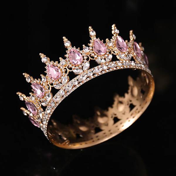 Bridal Crown Tiaras Luksus fuld cirkel hovedbeklædning Retro Rhinestone Crown hårtilbehør til bryllup