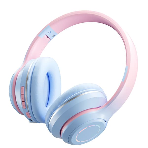 Trådløst gaming-headset med RGB-lys BT 5.2 Bløde ørepuder til PC bærbar computer Blå