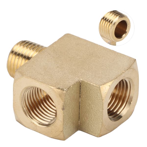 Messingrør T-stykke Bil Solid Gate Rør Utvendig Gjenge 1/8in NPT Hann 1000 PSI