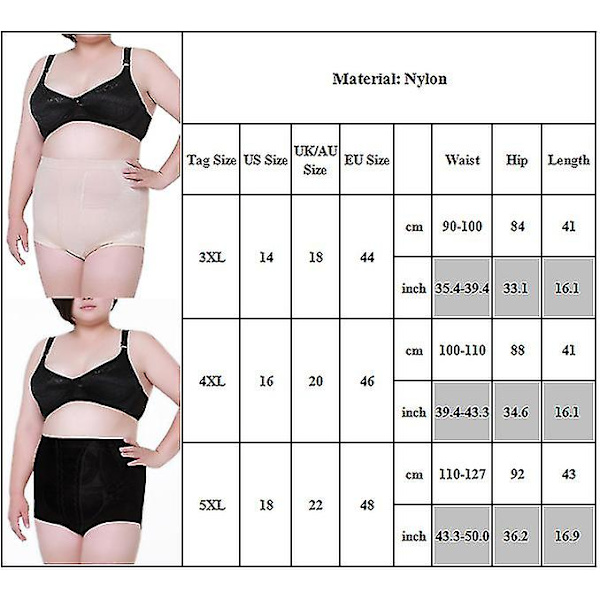 Kvinnor Body Shaper Bum Lift Byxor Mage Underkläder Plus Size Apricot 5XL