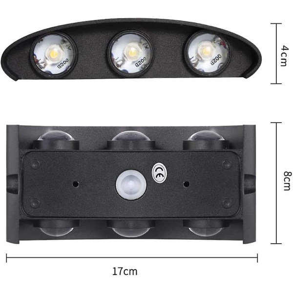 6w Led inomhus vägglampa Modern Vägglampa, Ip65 Vattentät Aluminium Utomhus Vägglampor, Up Down Spot Lampa För Vardagsrum Sovrum Hall Trappa Corr