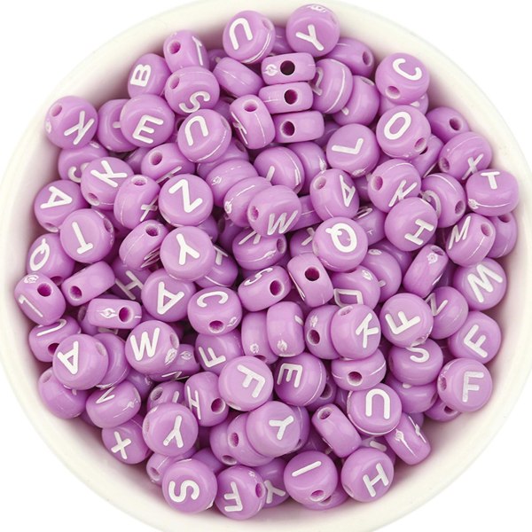 Akryl alfabetperler Multipurpose Gjør-det-selv-smykker Tilbehør Kreative armbånd øredobber Purple