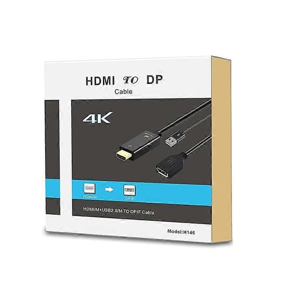 H146 HDMI Han + USB 2.0 Han til DisplayPort Hun Adapterkabel, Længde: 25cm