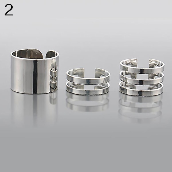 3 Stk/sett Mote Åpne Ringer Midi Finger Knuckle Stack Ringer Charms Julegave Silver