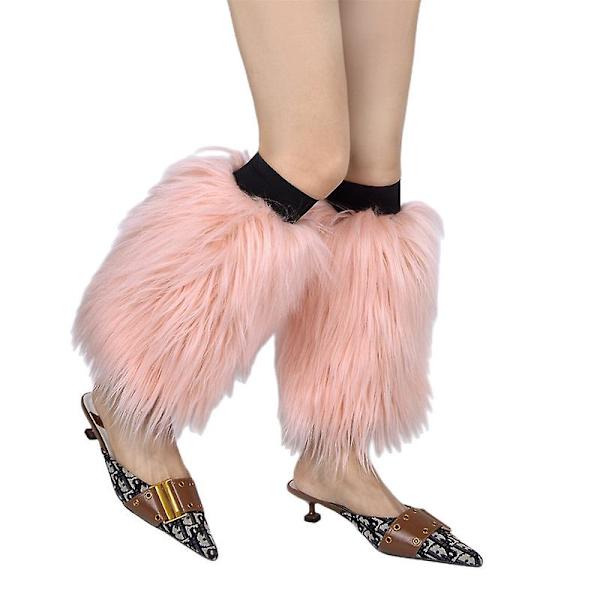 Naisten turkisjalkojen lämmitin talvikarvainen pitkä saappaan hihansuut PINK 35CM
