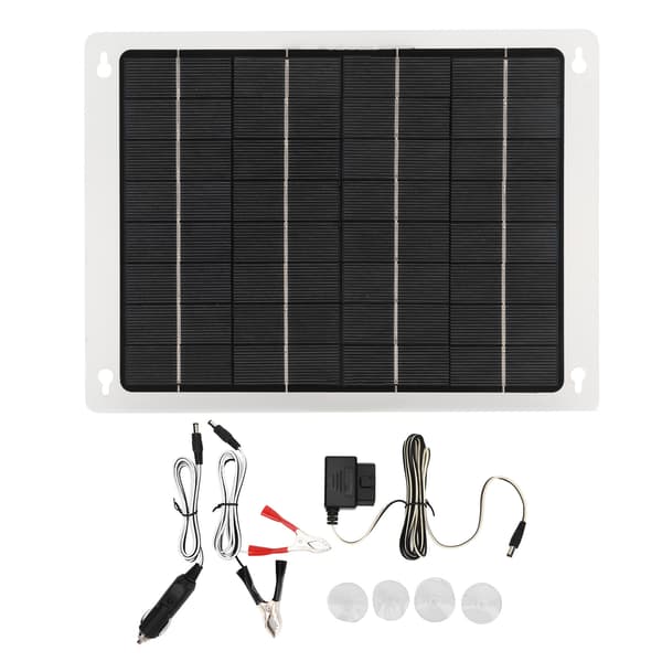 20W 12V Solcellepanel Polysilisium Batteriladerpanel Dobbel USB-ladeport OBD-kabel for bil og bobil