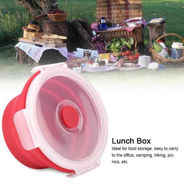 Hopfällbar Silikon Bento Box 350ml Röd