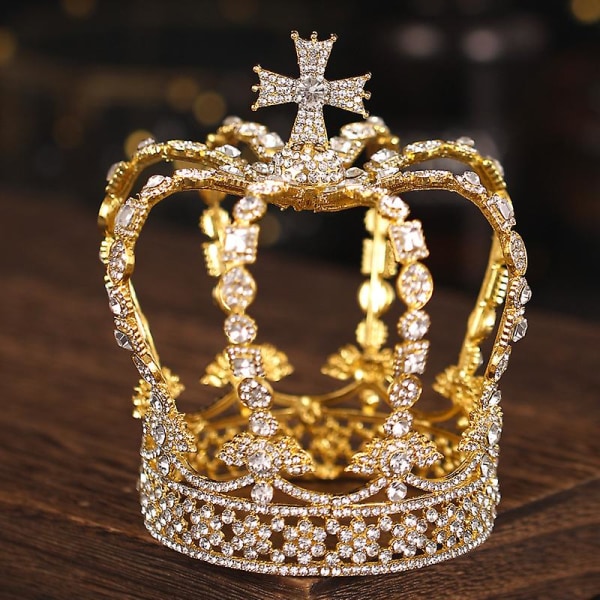 Brud Hel Rund Krona Huvudbonad Luzxury Legering Inlagd Strass Pannband Silver