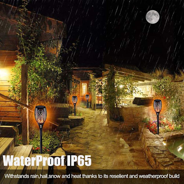 Solar Flame Light, 4 stk Solar Garden Light IP65 vanntett solcellelampe hagelykter med realistiske flammer automatisk på/av