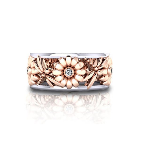 Elegant solros trollslända ihålig glänsande metall fingerring kvinnor smycken julklapp US 7