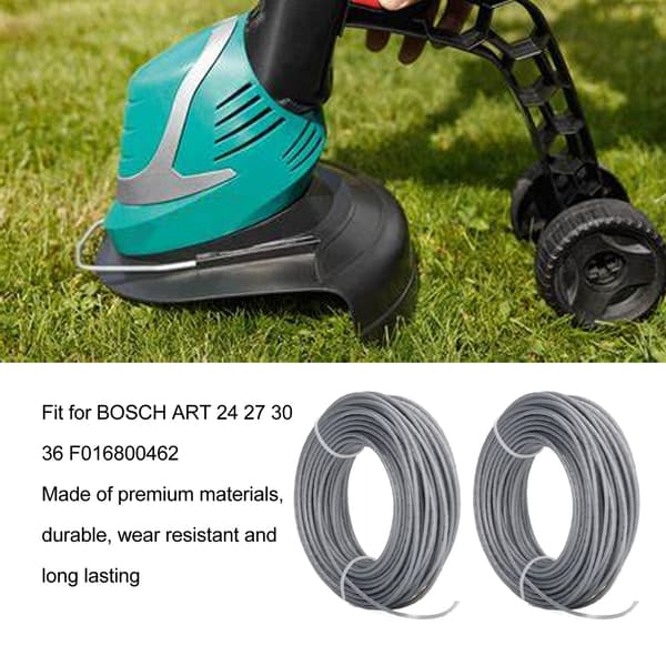 2-pack 24m 2,0mm Grå Trimmertråd Spole för Bosch ART 24 27 30 36 Gräsklippare
