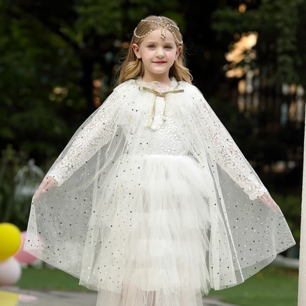 Prinsessekjole utkledningskjole kappe sett for jenter 3-8 år