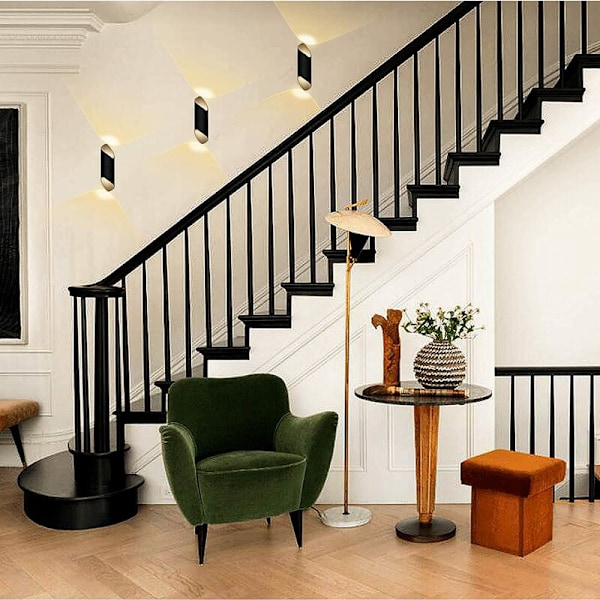 2*5W helsvart 300*80*90mm, 3000K akrylskärm i aluminium vägglampa lampett badrum sovrum vardagsrum ingång