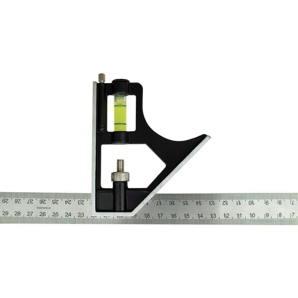 300 mm rustfrit stål kombinationsfirkant - kun metrisk graduering