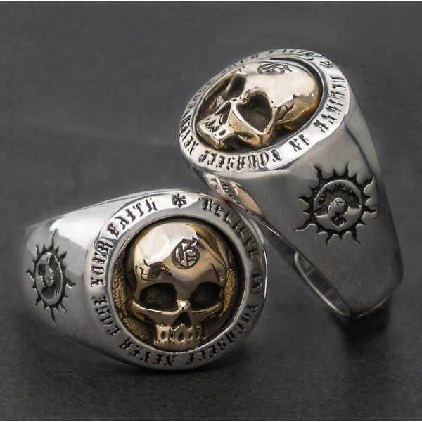 Trendy Punk Style Metal Skull Ring For Men Trendy Goth Biker Ring Party Street Smykker Gave