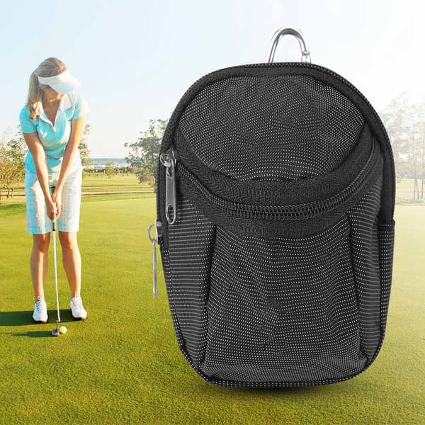 Bærbar Lille Polyester Golfbold Taljetaske med Nøglering Sort