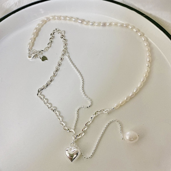 Halsband hjärta Stud S925 Silver Modesmycken Ac5265
