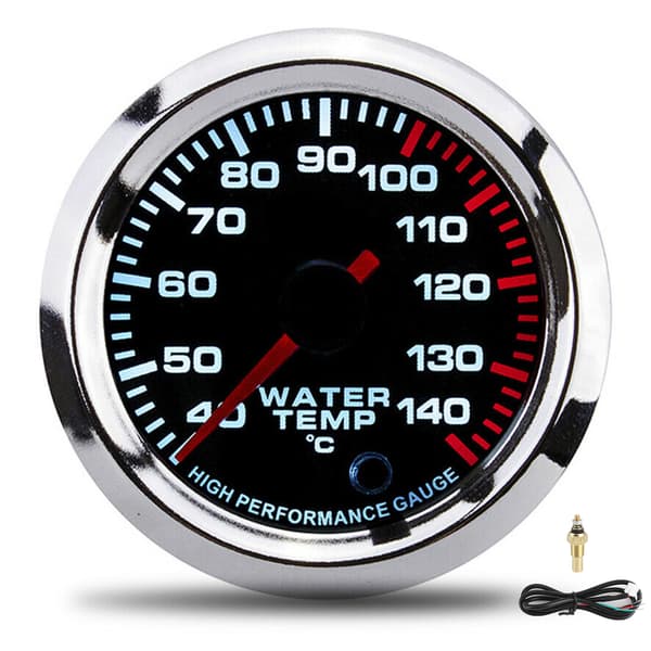 Universal Vandtemperaturmåler 7 Farve LED Display 52mm 12V med Sensor 40-140℃