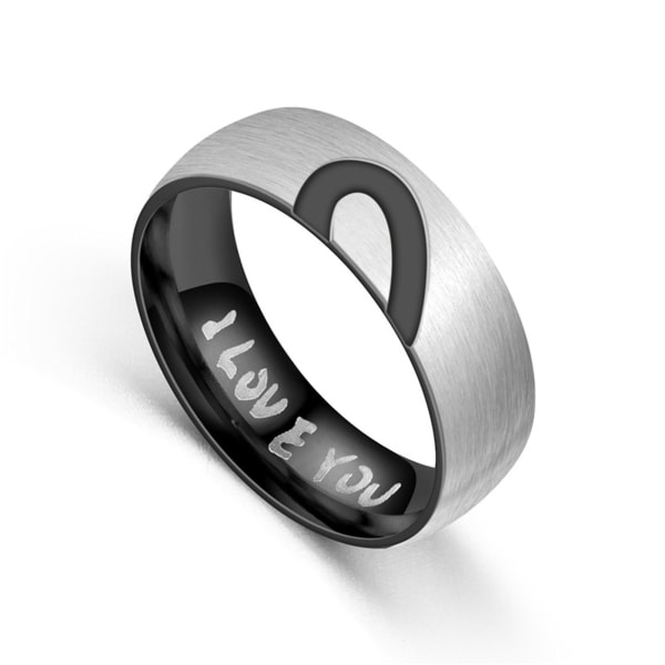 I Love You Letter Enkel hjerteform Forlovelsesring Parring Smykketilbehør Black US 9