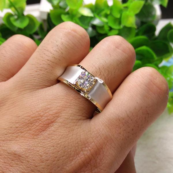 Mode Män Rhinestone Inläggningar Wide Band Finger Ring Bröllopsfest Smycken Present US 8