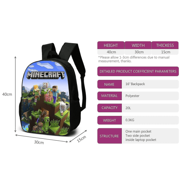 Minecraft Game Tredelad ryggsäck-G01 G01