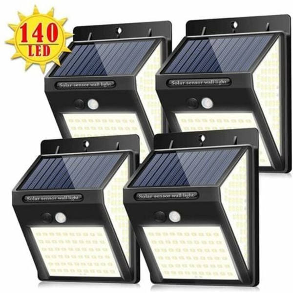 St. Solar Lampa Vattentät Solar Induktion Utomhus Vägglampa för Människokroppen 140LED Tre Sidor 144LED Utomhus Street Lig