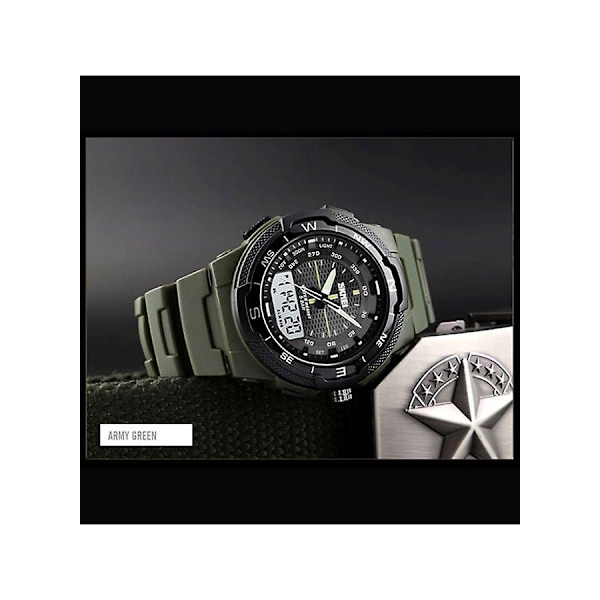 Pu Analog And Digital Watch 1454 - 47 Mm - Army Green