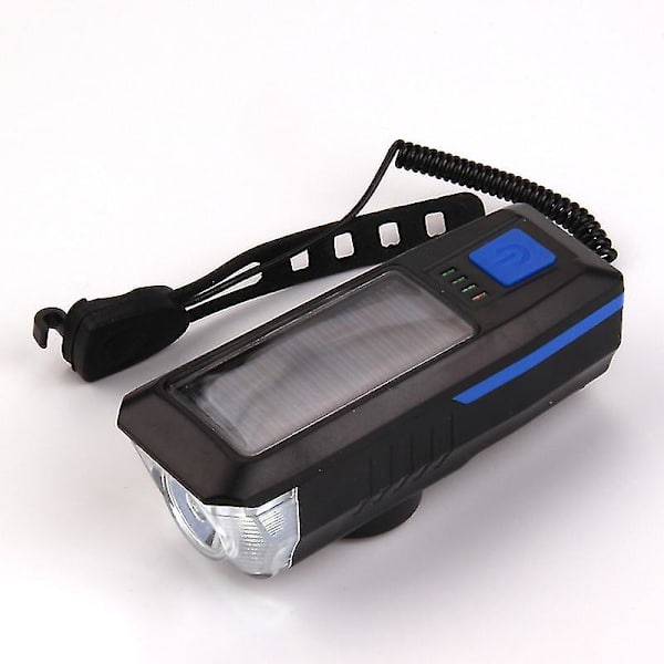 Solar sykkellys med horn Usb oppladbar 3-modus