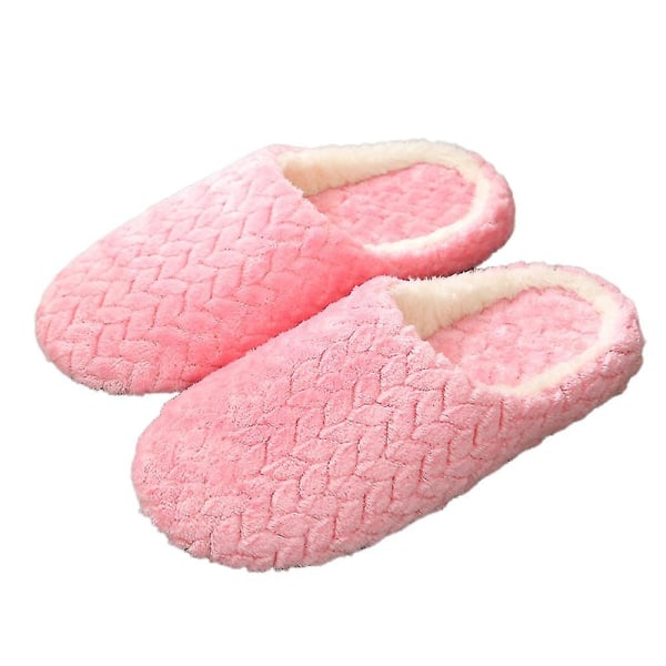 Dame Plysj sklisikre gulvtøfler Fluffy Flat Home Sko Pink 42-43