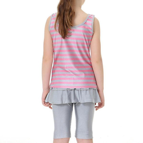 Barn Flickor Islamiska Muslim Modest Badkläder Pink 10-11 Years