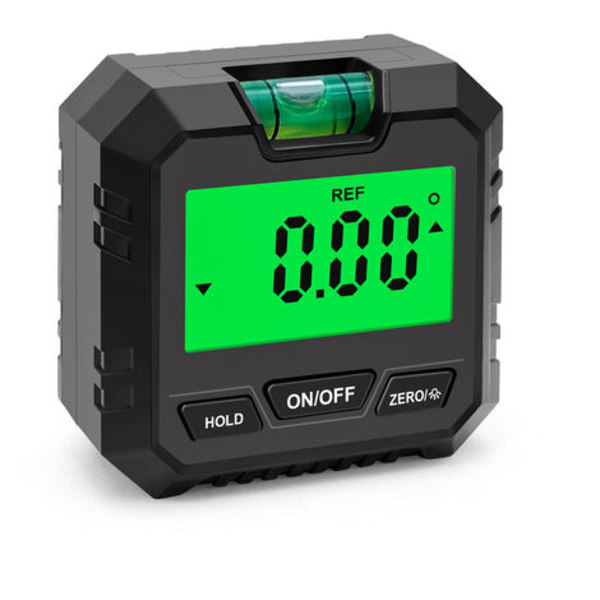 Digital vinkelmåler hældningsmåler niveaumåler Goniometer måling af hældningsmåler Magnet 90 graders lineal sort (med boble) med batterilevering