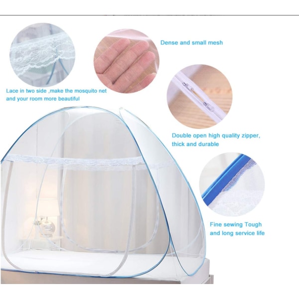Yurt myggnett gratis montering av ståltråd bunnløs sammenleggbar enkel- og dobbeldørs magisk myggnett (vanlig bunn dobbeldørbredde 120*
