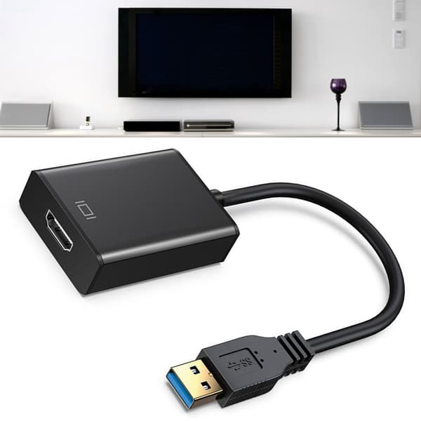 USB 3.0 til HDMI Adapter 5Gbps 1920x1080 Opløsning HD PC Skærm Adapter Sort