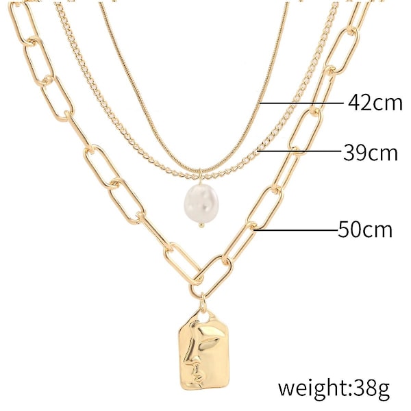 Halskæde dobbeltlags Heartchoker modesmykker B1692 N2104-15