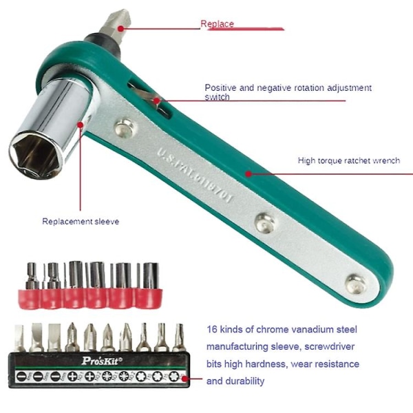 16 i 1 socket bit skrallesett