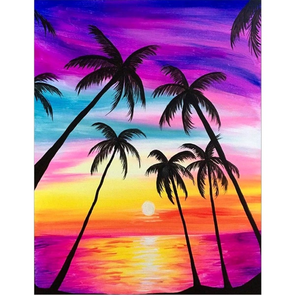 5d diamond painting Full rund borr Strassbilder för hemväggdekor 30x40cm Coconut Rainbow,