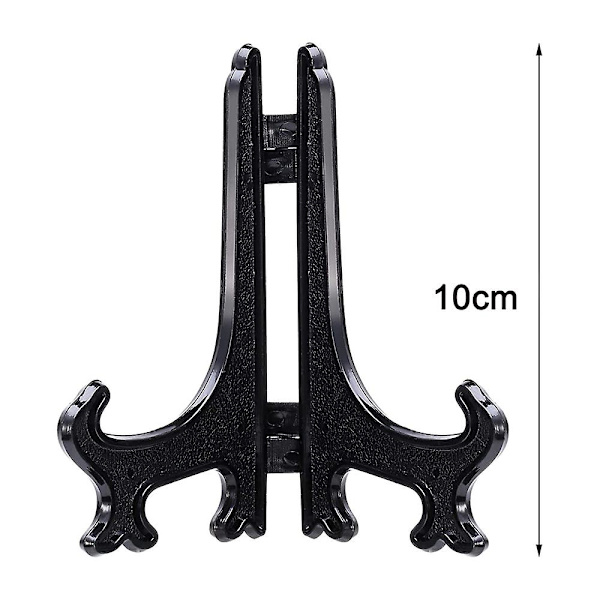 Piao 12 stk. Plast staffeli Tallerkenstativer, Tallerkenstativer, Foldeplader, Udstillingsstativer til præsentation af opsamlingstallerkener, skålstativer, bøger, P Black 4 inch