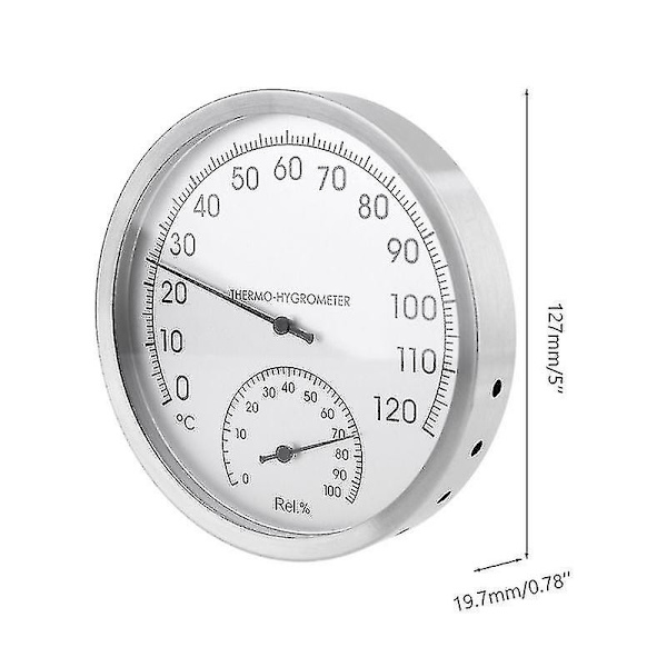 5&quot; Termometer Hygrometer Vägghängande rostfritt stål inomhus utomhusbastu rum