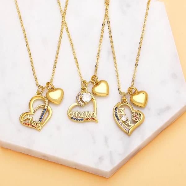 Halskæde gave til mor Zircon Heart Stud Fashion smykker Ac8434 B