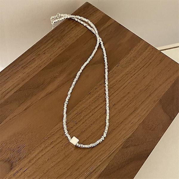 Halskjede sølvfarget Choker motesmykker B1785 A301
