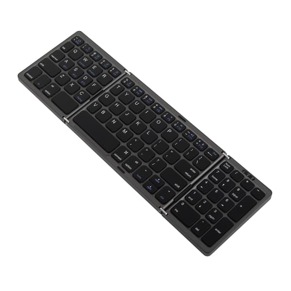 Bluetooth Tastatur Triple Fold Trådløs Multi Enhed til Laptop Tablet Telefon Grå Sort