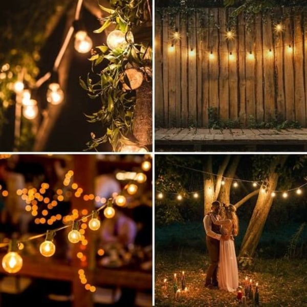 15M G40 Outdoor Fairy Lights med E12 LED IP44 vanntett, dekorasjons utendørs strenglys, 50 lys