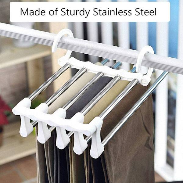 Oppheng for flere bukser, sett med 2 plassbesparende oppheng, Magic Multi Hanger-oppbevaring, sammenleggbar reisehenger