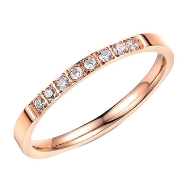 Bling enkelt rad rhinestone mote kvinner finger ring bryllup forlovelse smykker Rose Gold US 6