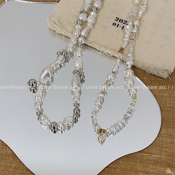 Halsband barock pärla Y2k modesmycken Ac1499
