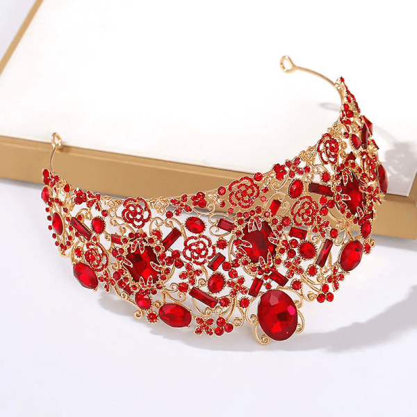 Brude Halvsirkel Krone Hodeplagg Rhinestones Innlagt Retro Hodeplagg Luksus Legering Krone Bryllup