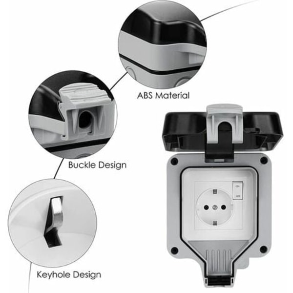 IP66 vanntett stikkontakt med bryter og vanntett koblingsboks, utendørs støvtett veggmontert stikkontakt for sett